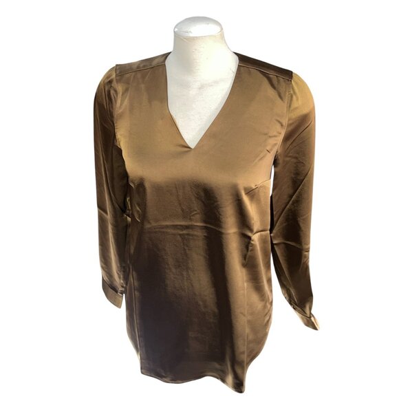 Universal Standard V Neck Satiny Long Sleeve Shimmery Blouse Sz 4XS (XS 00-0) Wo - Picture 6 of 12